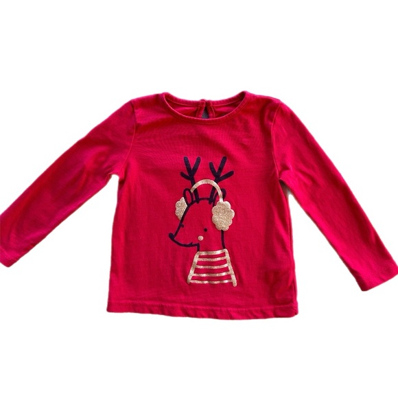 Children’s Place & Joe Fresh Girls Red Christmas Long Sleeve Tee Shirt Bundle - Picture 3 of 5
